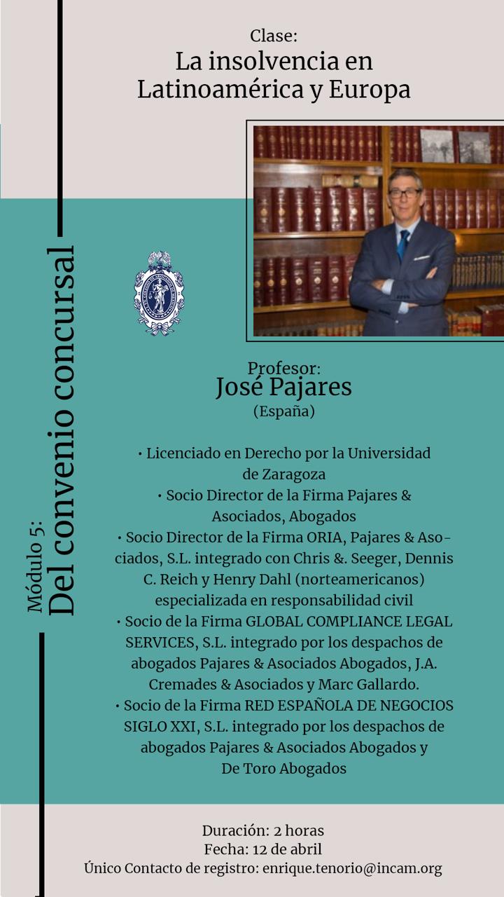PAJARES & ASOCIADOS ABOGADOS will participate in the seminar: Diploma on insolvency and its effects