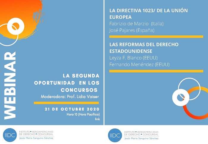 D. José Pajares expositor en el Webinar: La Segunda Oportunidad en los Concursos” el día 21 de octubre de 2020 a las 16 hora española